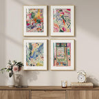 Framed Matisse Wall Art Set of 4, Colorful Abstract Landscape Wall Painting - Image 3