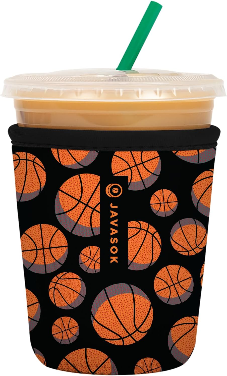 Sok It JavaSok Iced Coffee & Cold Soda Insulated Neoprene Cup Sleeve (Basketball, Small: 16-20oz)