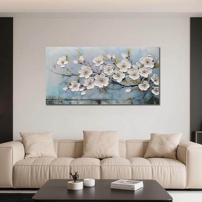 Anolyfi White Textured Flowers Wall Art - Image 3