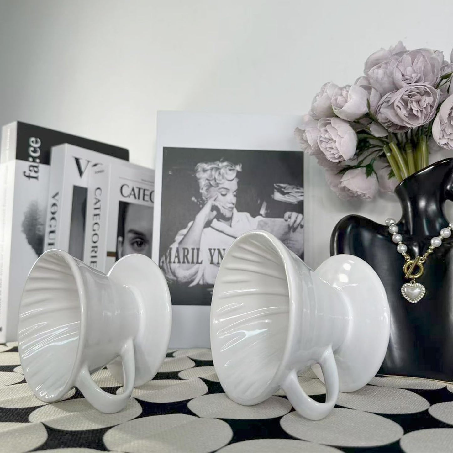 Pour Over Coffee Maker, Single Cup Coffee Dripper, Manual Porcelain Slow Brewing Accessories for Travel, Camping, Office, Home, Cafe, Coffee Gifts (White, Small,1-2Cups)