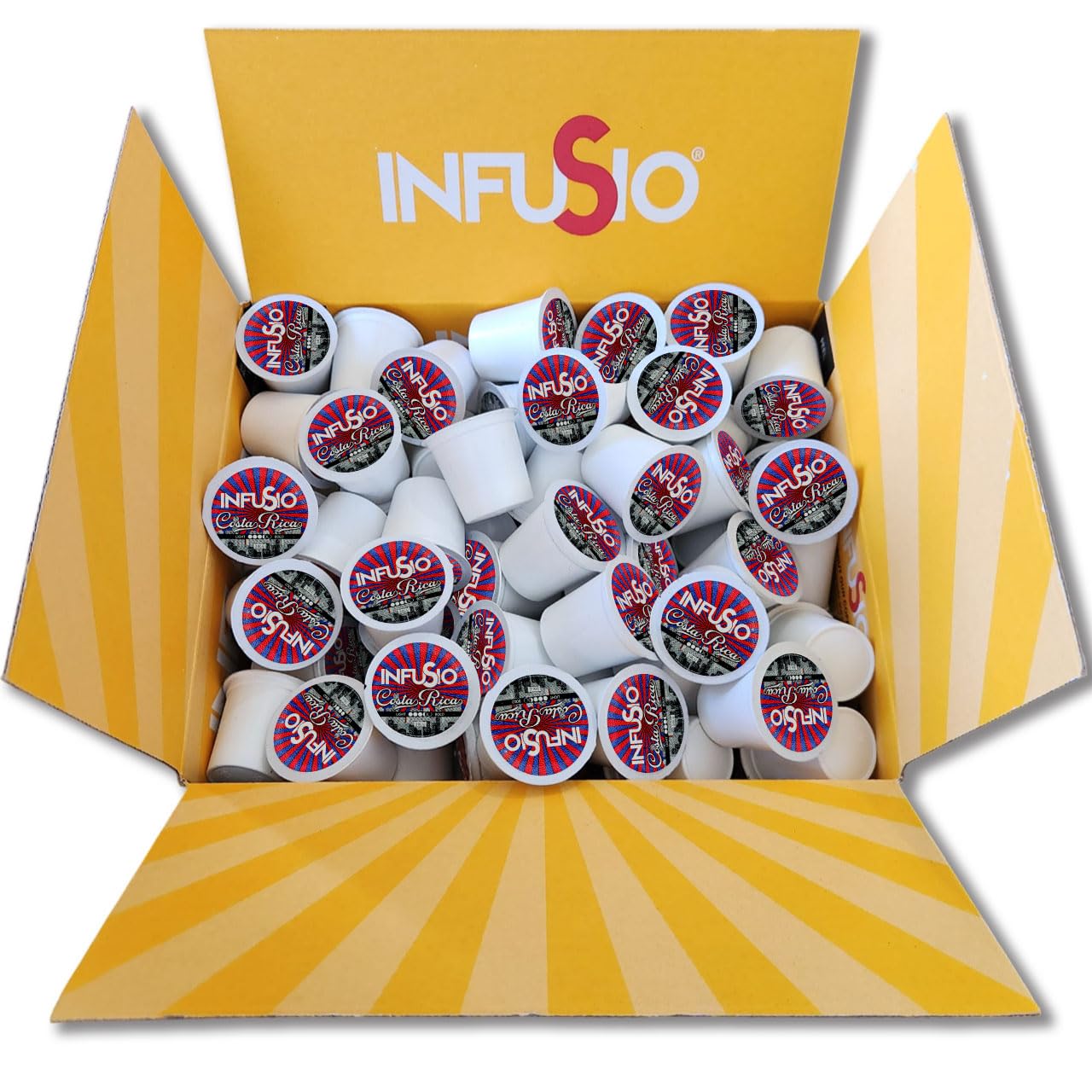 InfuSio Coffee Pods 96 Count Costa Rica Medium Roast Single serve Coffee pods for Keurig K Cups Brewers - InfuSio Premium Roasted Keurig 2.0 Compatible