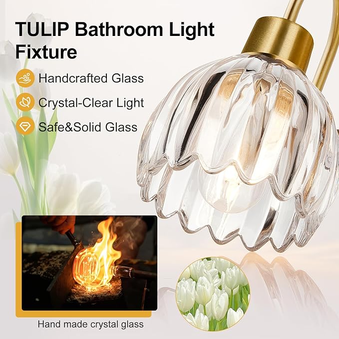 Bathroom Vanity Light, Brushed Gold Vanity Lights - Image 3