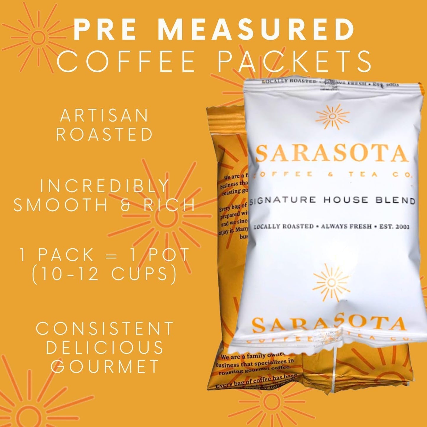 Sarasota Bulk Coffee Packs Flavored Ground Packets | Flavored Roast Variety Set | Gourmet Assorted Gift Sampler | Low Acid Pouches for 12 Cup Coffee Maker | 1.75 Oz Bags, 100 Count