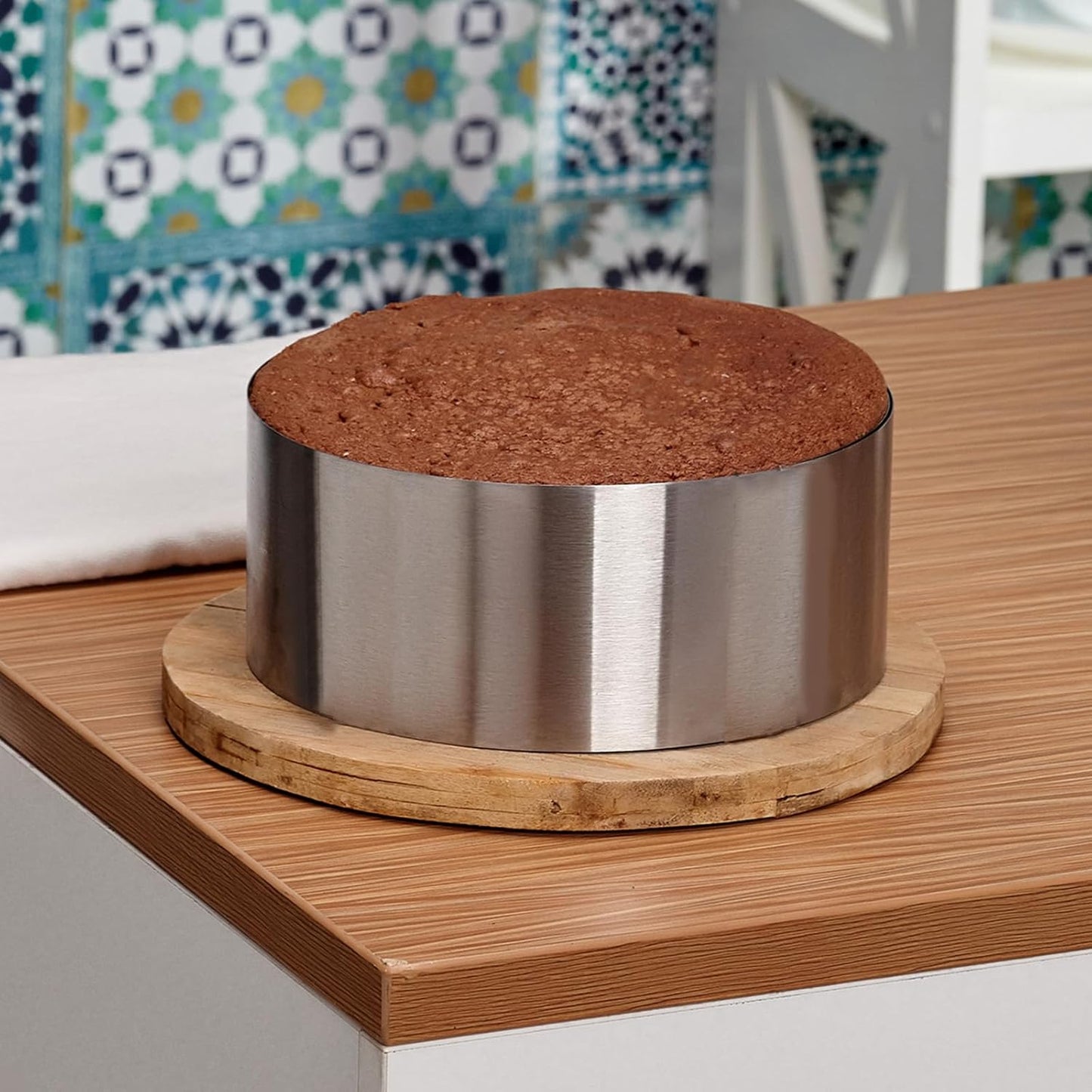 HARFINGTON Round Cake Ring 9 x 2.75 Inch Seamless Stainless Steel Pastry Mousse Dessert Ring Mirror Coating for Baking Cooking Making Tool