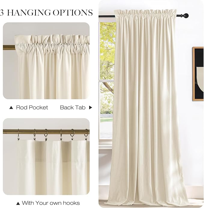 NICETOWN Ivory White Winter Velvet Curtains - Image 4