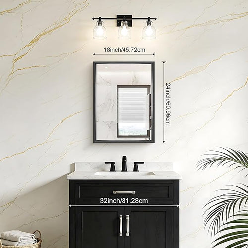 18x24 Inch Black Bathroom Mirror, Brushed Black Rectangle Mirror - Image 2