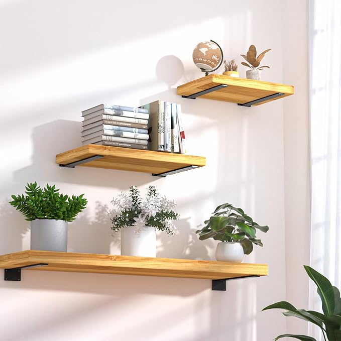 8 Pack - 14 inch Black Hidden L Shelf Bracket Iron Floating Shelf Brackets - Image 5