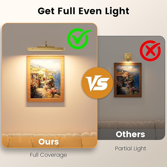 Wireless Picture Lights 12'', 2 Pack 4400mAh Battery Poerered Cordless Wall - Image 3