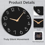 cicininc Wall Clock, 16 Inch Wooden Battery Operated Wall Clocks Silent - Image 9