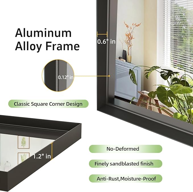 40x30 Inch Black Bathroom Mirrors - Image 3