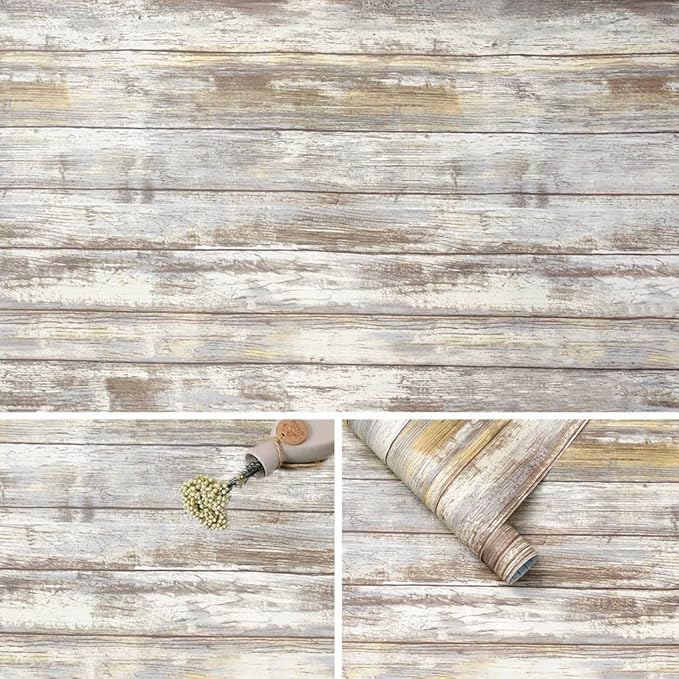 Arthome Distressed Wood Contact Paper 17''x120'' Self-Adhesive Removable Wood by ArthomeWALLDECOR