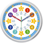 XFM Blue Kids Wall Clock 8 Inch Silent Non Ticking Quartz Battery Operated by XFMWallClock