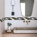 Marble Wave Wallpaper Border 196x4 Inch Peel and Stick Wall Border Black White - Image 3
