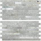 AULIGET 20 Sheets Mountain Rock Peel and Stick Backsplash, PVC Mixed Metal Gold by AULIGET