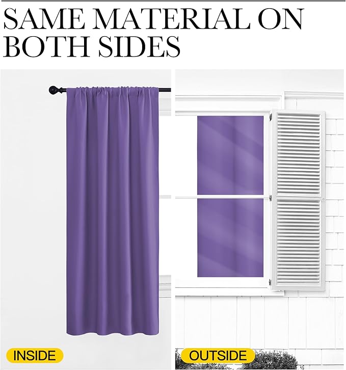 NICETOWN Blackout Curtains for Living Curtains, Lilac Purple, 2 Panels - Image 5