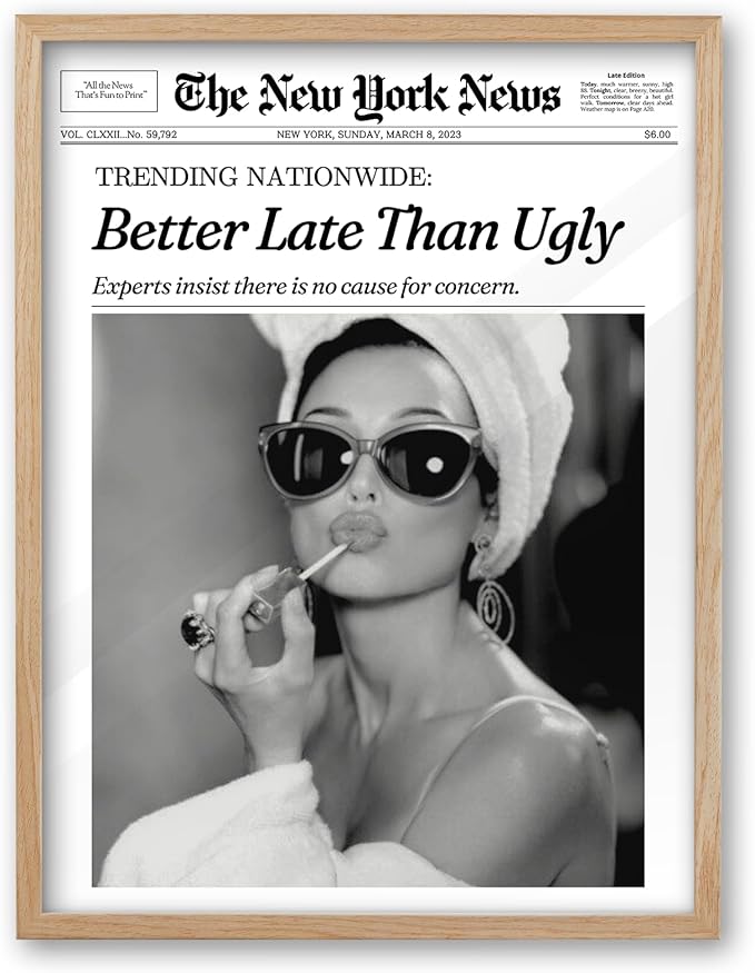 iHery Unframed Hepburn Newspaper Trendy 12x16 in Vintage Headline Canvas Print - Image 3