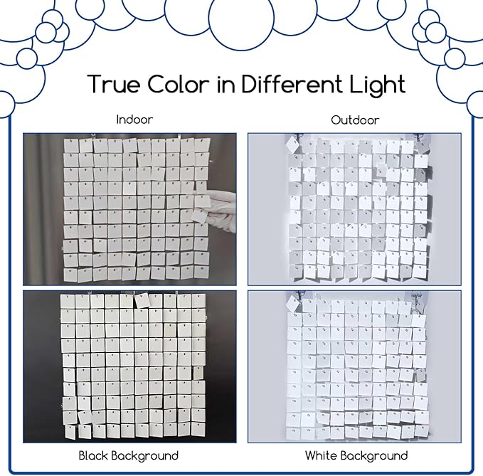 COKAOBE Matte White Sequin Wall Backdrop, Photo Backdrops - Image 4