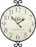 Farmhouse Wall Clock, 17H×13.4D Inch, Wrought Iron Frame by JUMBOHUMBLE