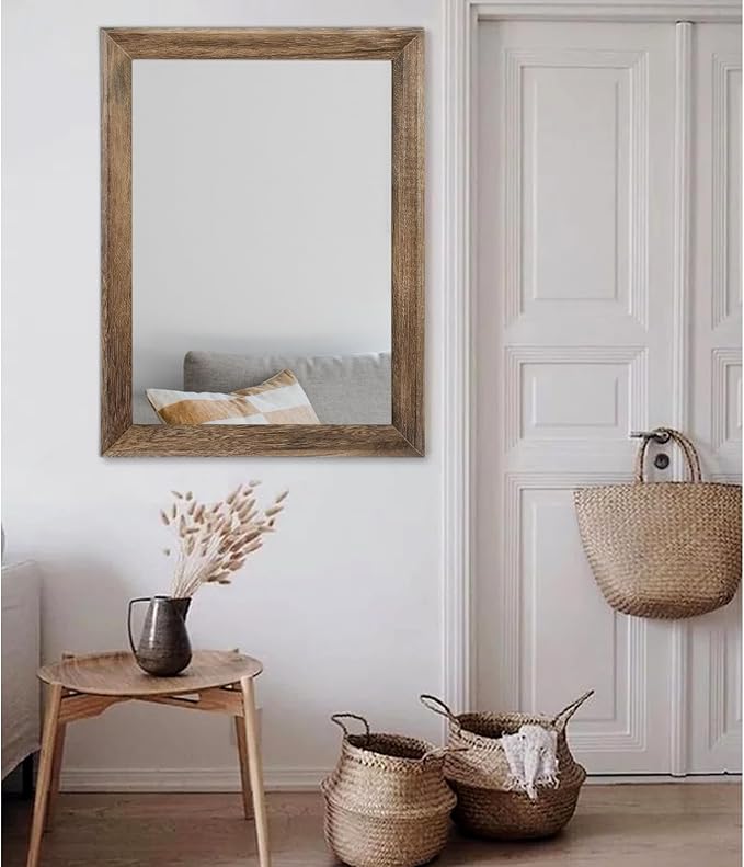AAZZKANG Rustic Wood Mirror Rectangle Decorative Wall Mirrors - Image 5