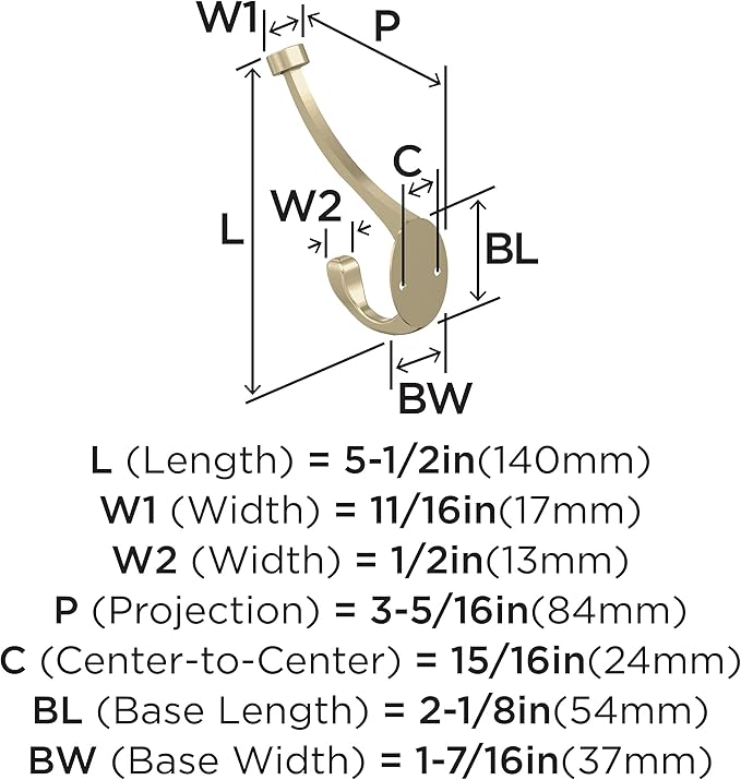 Amerock H55465BBZ | Adare Double Prong Decorative Wall Hook | Golden Champagne - Image 4