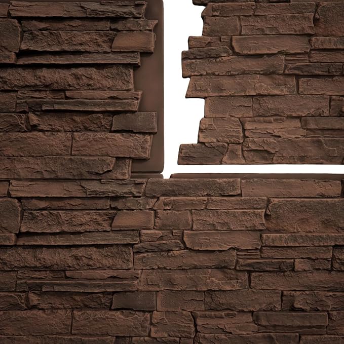 EverStone Acadia Ledge Faux Stone Panel, Weathered Brown Color - Image 9