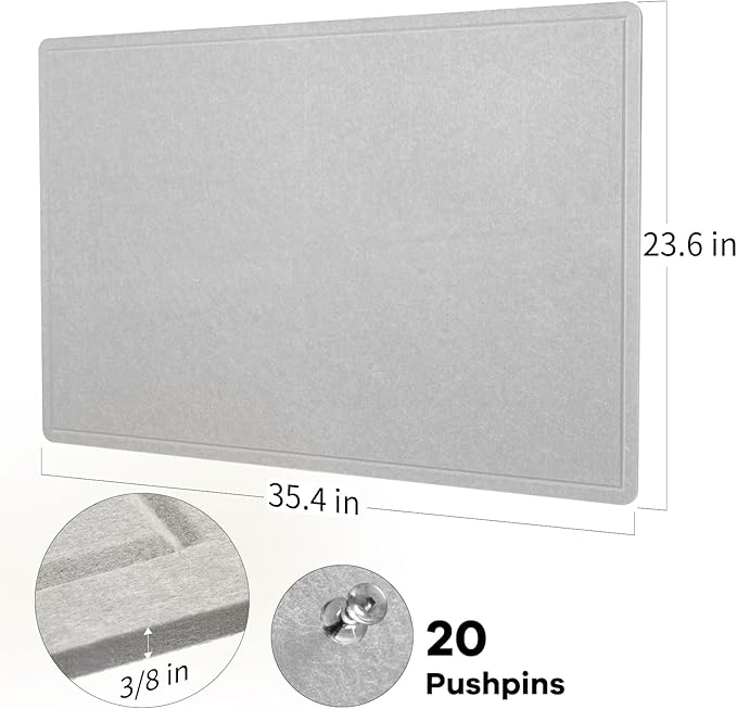Lightomorrow Bulletin Board, 36 x 24 Inches Felt Pin Board, Cork Alternative - Image 5