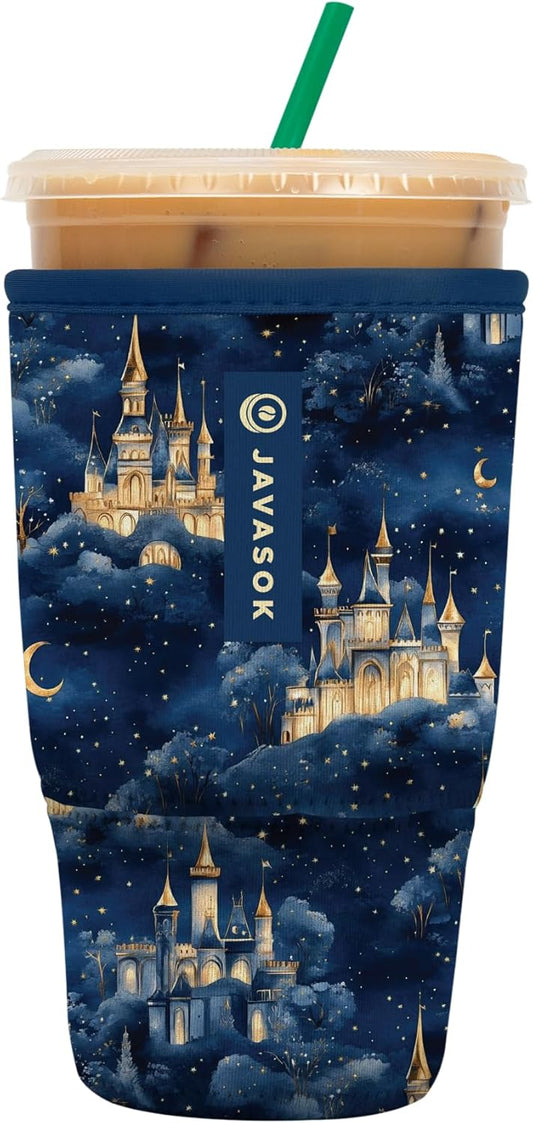 Sok It JavaSok Iced Coffee & Cold Soda Insulated Neoprene Cup Sleeve (Castle in the Sky, Large: 30-32oz)