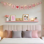 BAYKA Pink Floating Shelves for Wall Set of 3, 15.7in Wood Wall Shelves for - Image 2