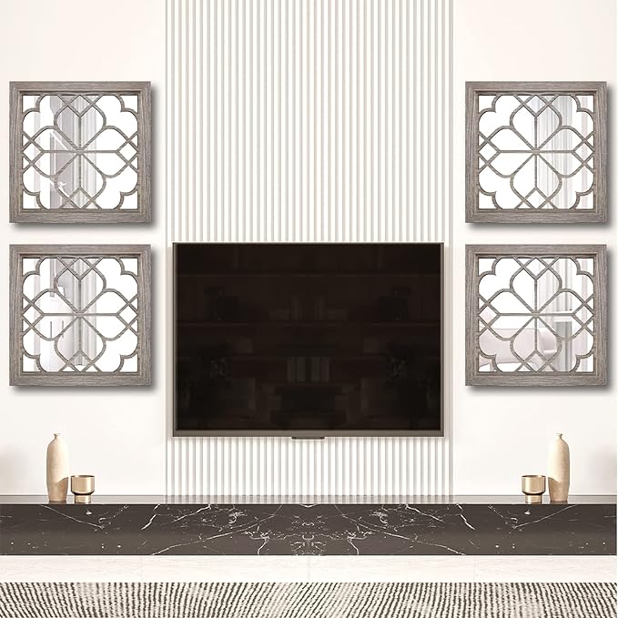 Wocred Set of 4 Mirrors Square Wall Mirror, Gorgeous Rustic Farmhouse Accent - Image 5