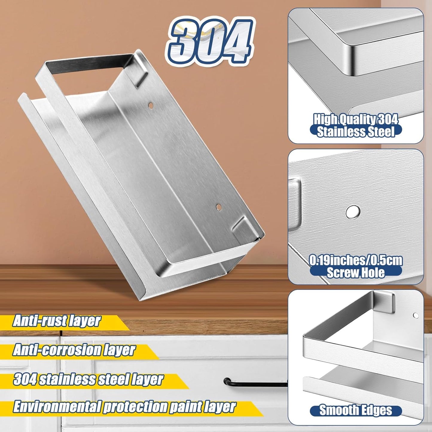 Lallisa 2 Pieces Stainless Steel Shelf Bathroom Shower Floating Shelves Wall Mounted Shower Caddy Basket Shelf Storage Organizer Shelves for Bathroom, Kitchen, Living Room (7.87 Inches/ 20 cm,Silver)