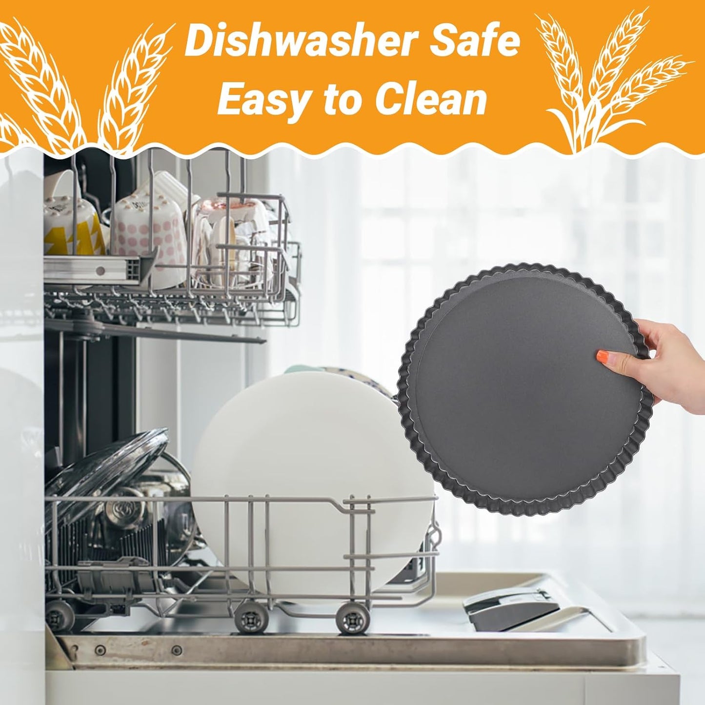 Beasea Tart Pan 9 Inch, 2pcs Tart Pans with Removable Bottom Nonstick Small Round Carbon Steel Tart Quiche Pie Pans for Oven Baking