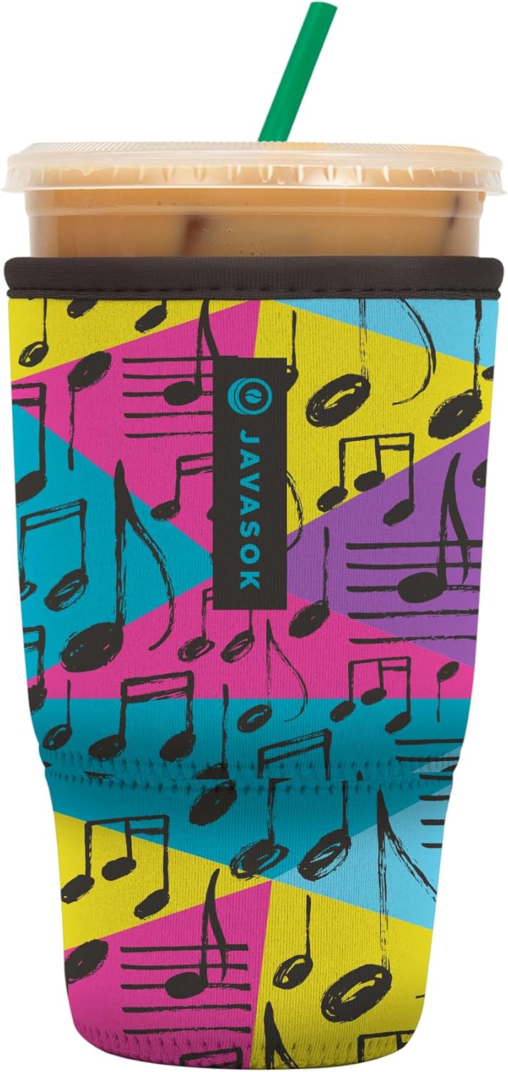 Sok It JavaSok Iced Coffee & Cold Soda Insulated Neoprene Cup Sleeve (Music to My Ears, Large: 30-32oz)