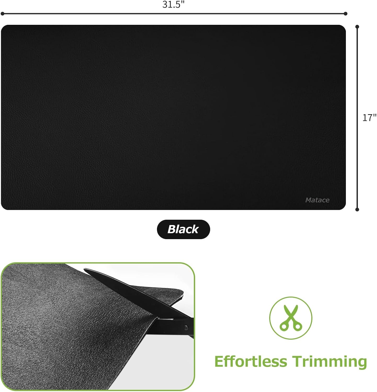 Matace Designer Coffee Bar Mat, Extra Large 17 x 31.5 Inches, Rubber Backing, Absorbent Coffee Maker Mats for Dish Drying, Kitchen Countertop, Heat Resistant, Solid Black