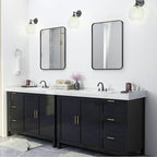 Wall Mount Mirror for Bathroom, Brushed Black Metal Framed Rounded Corner - Image 4