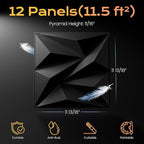 Sonicism Wall Panels Upgrade 12 Pack, 0.7”x11.8”x11.8”Pyramid 3D Wall Panels - Image 5