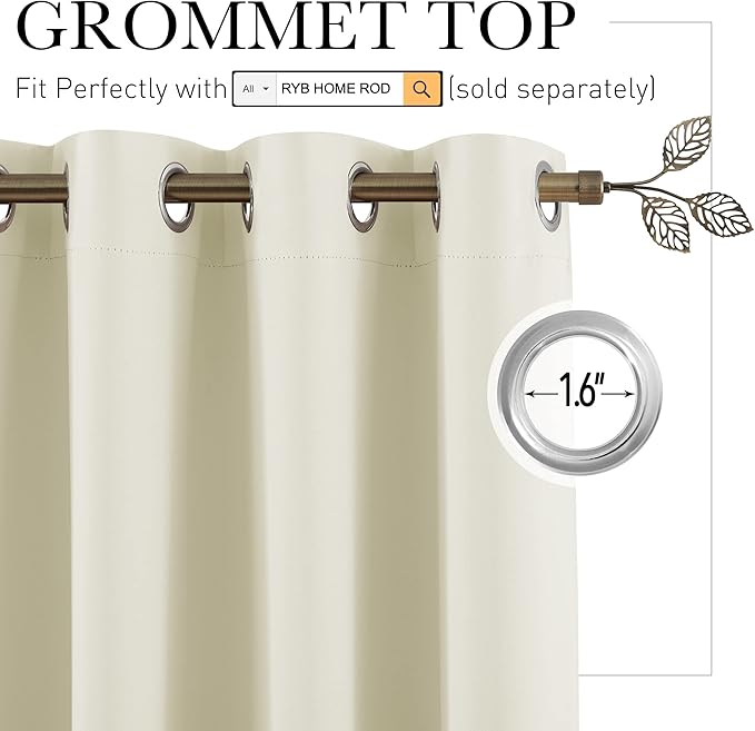 RYB HOME Privacy Room Divider Curtains Extra Wide Blackout Drapes Noise & Odor - Image 2