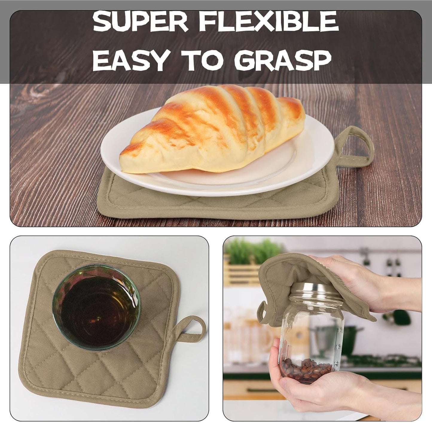 Oven Mitts and Pot Holders Set, Pack of 4, Heat Resistant Silicone Kitchen Mini Oven Mittens for 500 Degrees, Mini Oven Gloves and Hot Pads for Baking Grilling Barbecue Microwave Machine Washable