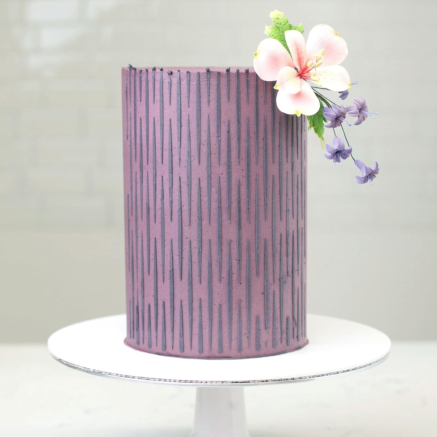 Cake Baking Stencil - Seamless Delicate Pattern for Decorating Tall Double Barrel Cake to Use with Buttercream, Royal Icing, Ganache, Paint, Airbrush (FOLD)