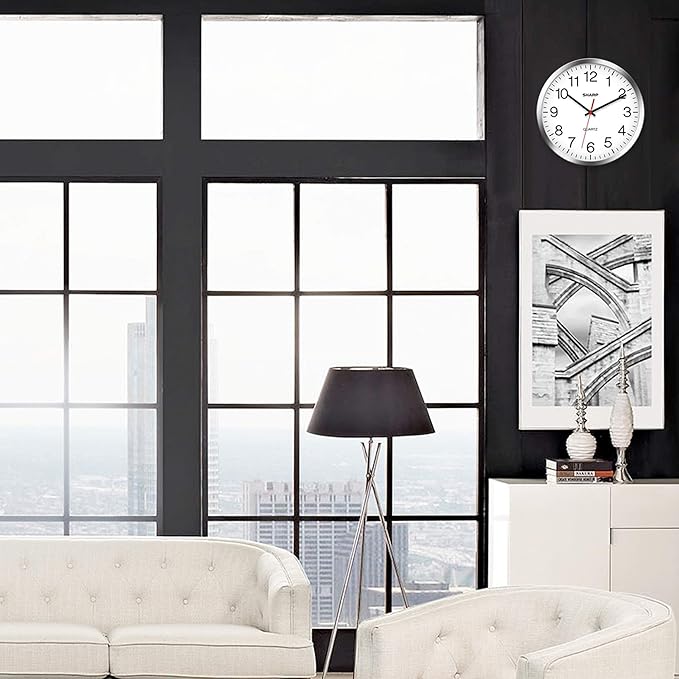 Sharp Wall Clock – Silver/Chrome, Silent Non Ticking 12 Inch Quality Quartz - Image 6