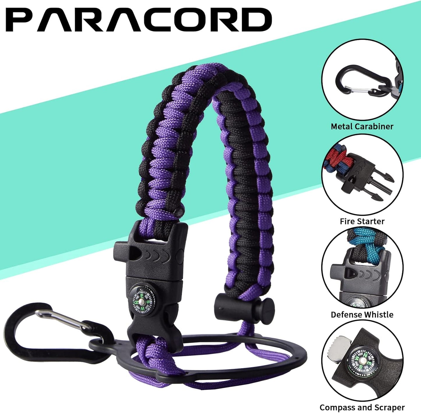 32 oz Water Bottles with Straw & Spout Lid, Paracord Handle & Strap, Double Wall Insulated Flask Water Bottle, Reusable Wide Mouth Gym Water Bottles for Women and Men for Fitness Sports