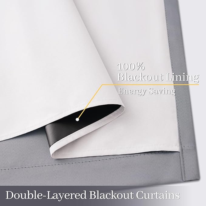 Yakamok 100% Blackout Curtain Panels 84 inches Cold and Light Blocking Drapes - Image 4