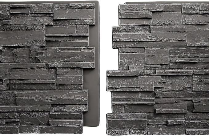 EverStone Cascade Faux Stone Panel, 48 5/8"W x 24 3/4"H x 1 1/4"D, Graphite - Image 8