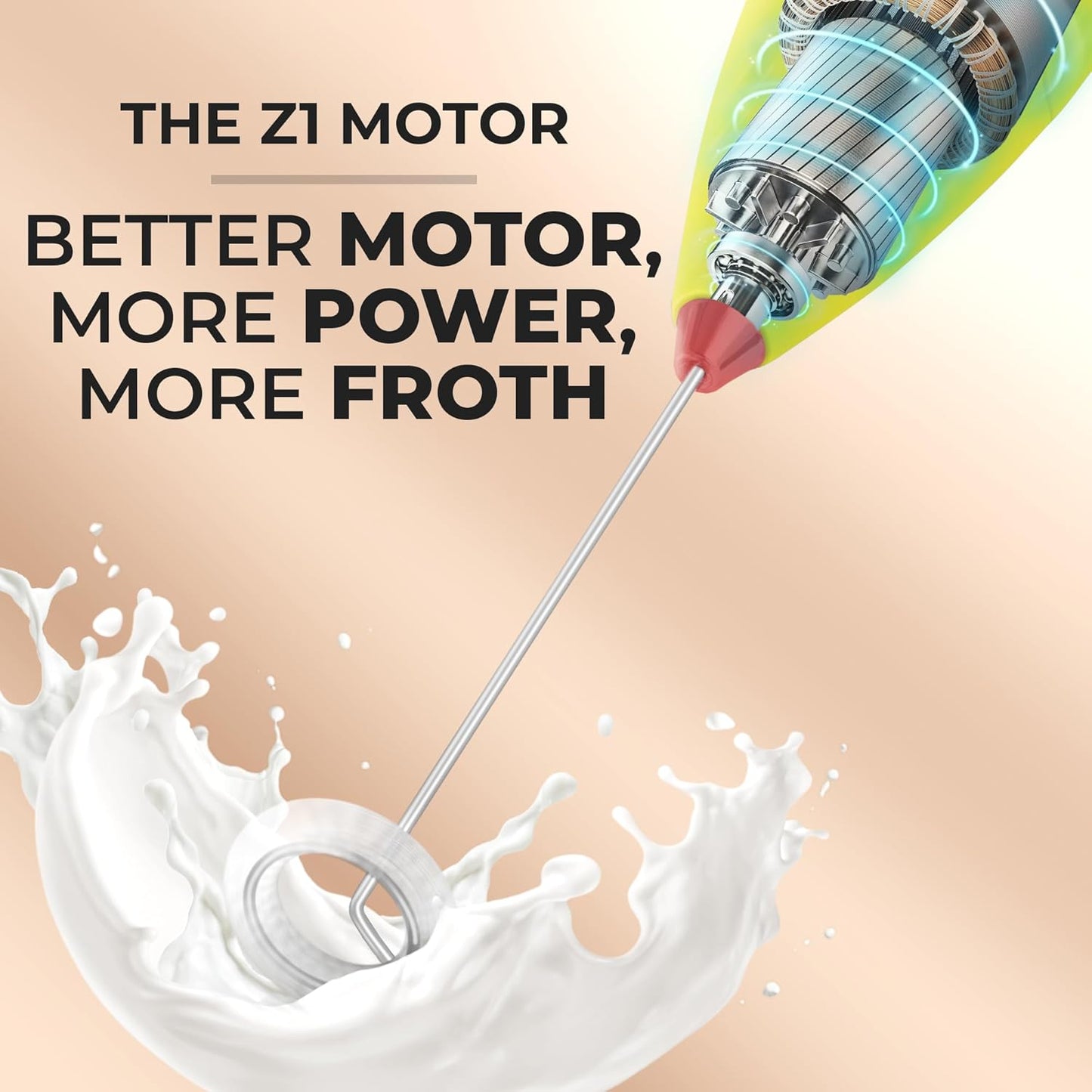 Zulay Kitchen Powerful Milk Frother Wand - Ultra Fast Handheld Drink Mixer - Electric Whisk Foam Maker for Coffee, Lattes, Cappuccino, Matcha & Creamer - Lime N Red