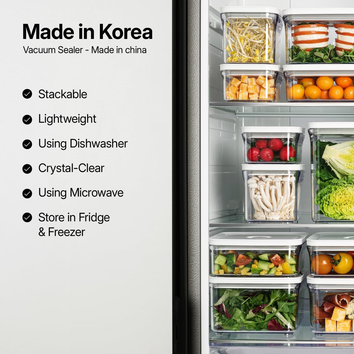 VAKUEN Premium Airtight Food Storage Containers, Rectangular 2PC-SET(2.11qt), Smart One-Click Seal Lid, 100% Leak Proof, Keep Food Fresh Longer, BPA-FREE, Dishwasher/Freezer & Microwave Safe