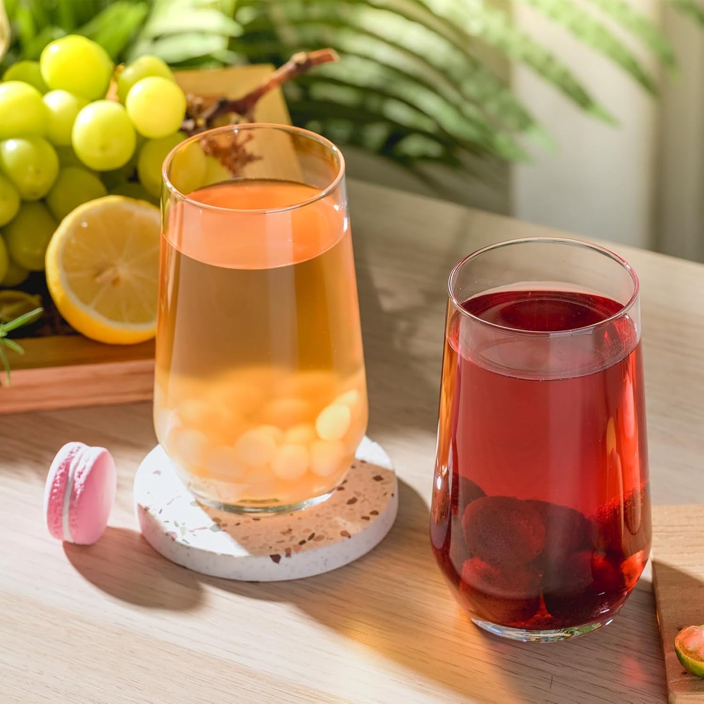 Drinking Glasses Set of 6, 16.4 oz Crystal Water Glasses,Tall Glass Cups,Highball Glass for Cocktail,Juice,Mojito,Iced Tea,Kitchen and Bar Glassware,Gifts