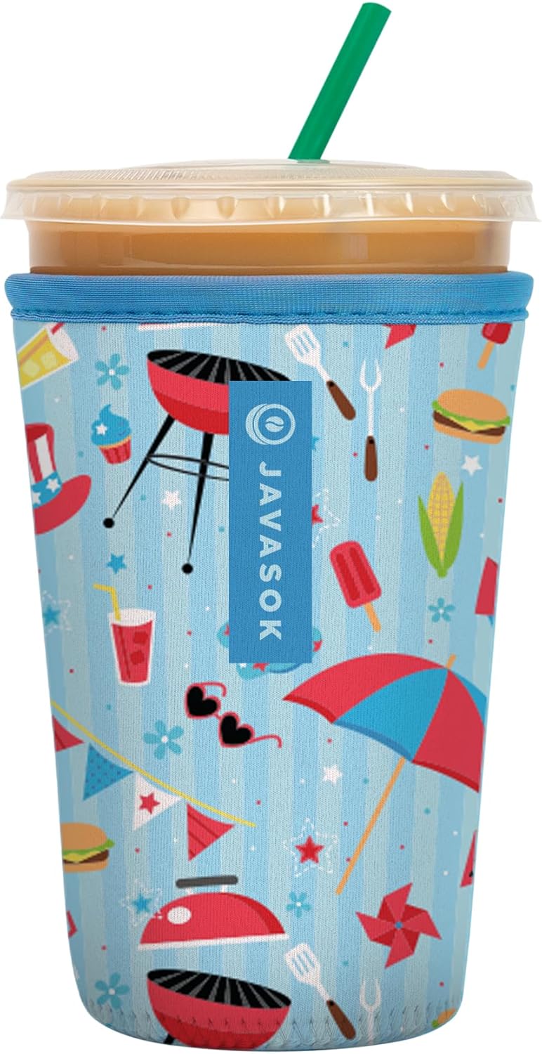 Sok It JavaSok Iced Coffee & Cold Soda Insulated Neoprene Cup Sleeve (Grill N' Chill, Medium: 22-28oz)