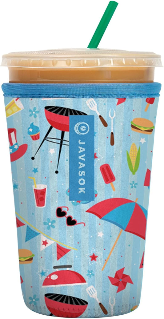 Sok It JavaSok Iced Coffee & Cold Soda Insulated Neoprene Cup Sleeve (Grill N' Chill, Medium: 22-28oz)