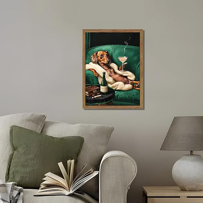 Framed Funny Dachshund Wall Art, Playful Dog Canvas Print - Image 6