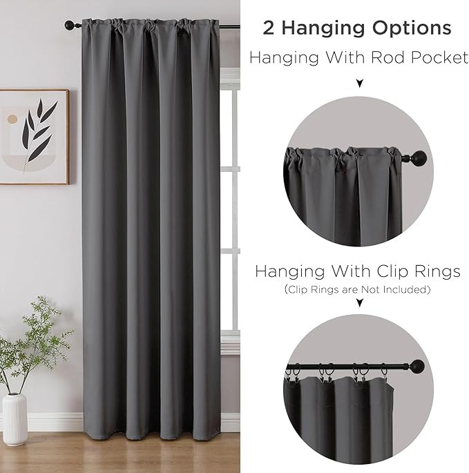 CUCRAF Light Grey Blackout Curtains 84 inch Length 2 Panels Set, Rod Pocket - Image 3