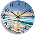 Blue Beach Wall Clock for Bedroom Glass Wall Clocks Battery Operated 12 Inch by Constantplanet%E6%97%97%E8%88%B0%E5%BA%97